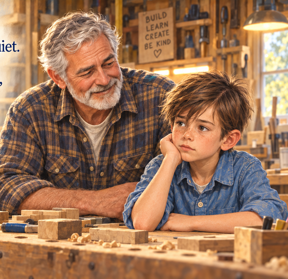 A scene from Book 1 with Kellan and Grandpa